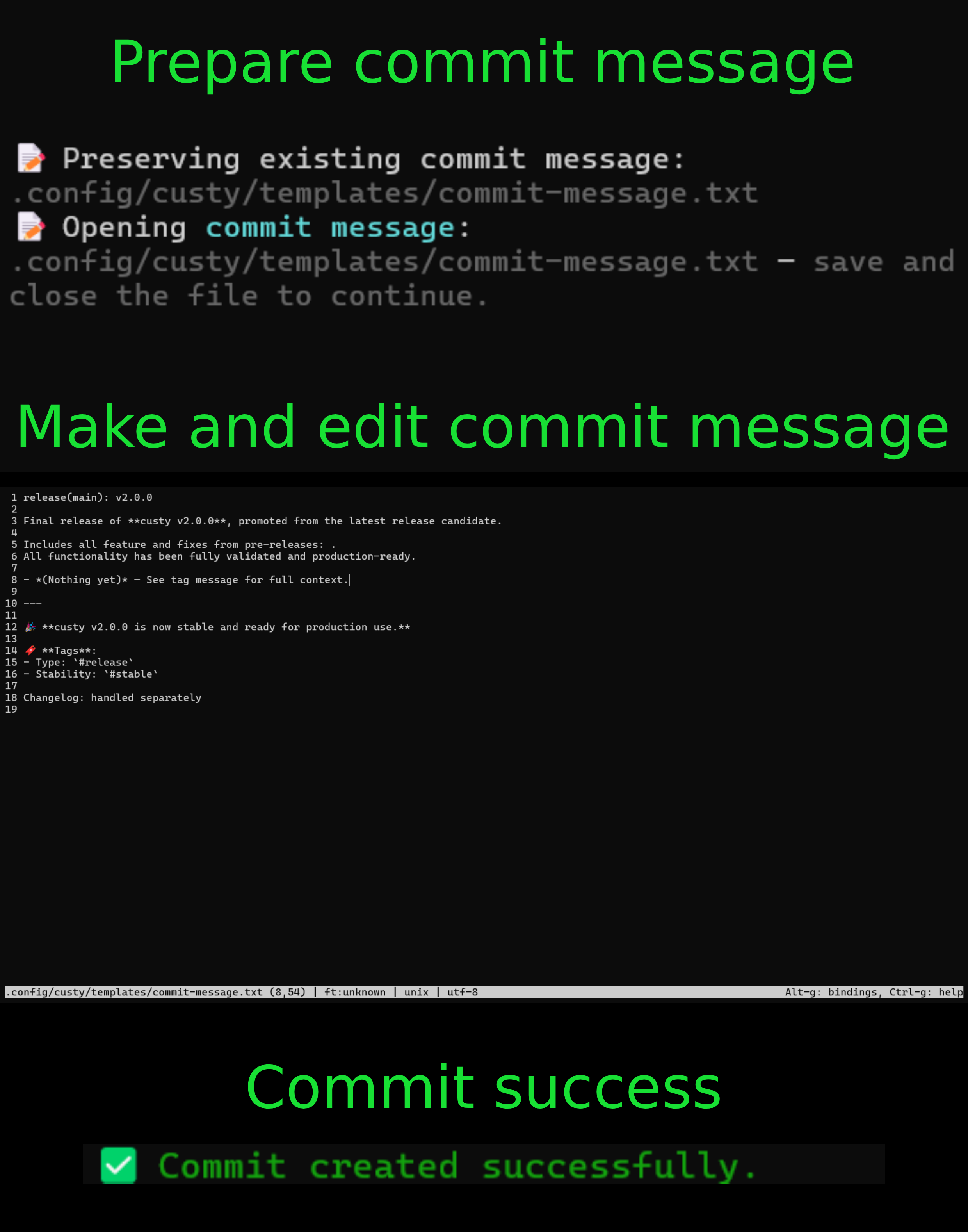 Editor commit message Custy